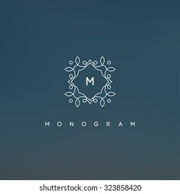Elegant monogram design template, vector illustration.