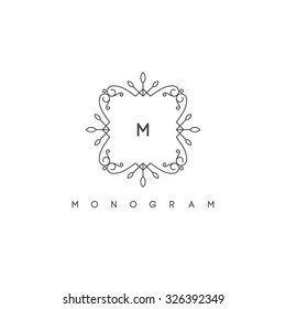 Elegant monogram design template, vector illustration.