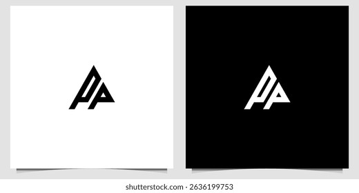Elegant Monogram Design: Two-Panel Display of "PA" in Contrasting Style