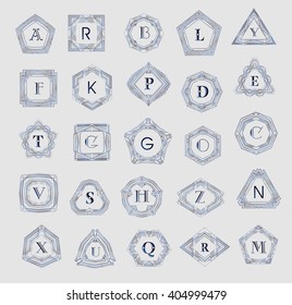 Elegant monogram design. Vector linear frame and logo template. Trendy and calligraphic elegant ornament elements. Identity design