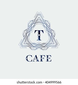 Elegant monogram design. Vector linear frame and logo template. Trendy and calligraphic elegant ornament elements. Identity design