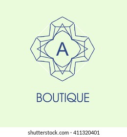 Elegant monogram design. Vector linear frame and logo template. Trendy and calligraphic elegant ornament elements. Identity design