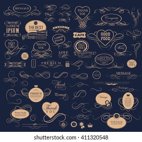 Elegant monogram design. Vector linear frame and logo template. Trendy and calligraphic elegant ornament elements. Identity design