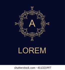 Elegant monogram design. Vector linear frame and logo template. Trendy and calligraphic elegant ornament elements. Identity design