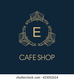 elegant monogram design. Vector  linear frame