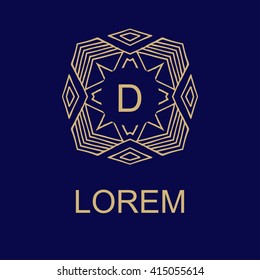 elegant monogram design. Vector  linear frame