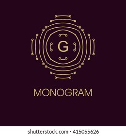 elegant monogram design. Vector  linear frame 