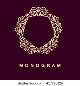 Elegant monogram design. Vector linear frame