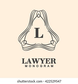 Elegant monogram design. Vector linear frame