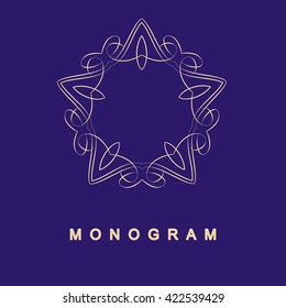 Elegant monogram design. Vector linear frame