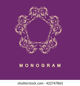 Elegant monogram design. Vector linear frame and monogram