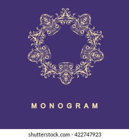 Elegant monogram design. Vector linear frame
