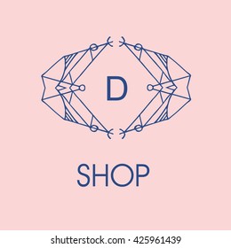 Elegant monogram design. Vector linear frame and logo template. Trendy and calligraphic elegant ornament elements. Identity design