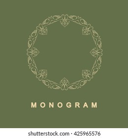 Elegant monogram design. Vector linear frame