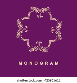 Elegant monogram design. Vector linear frame and logo template. Trendy and calligraphic elegant ornament elements. Identity design 
