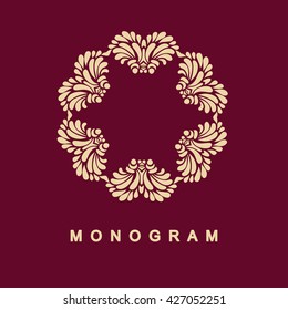 Elegant monogram design. Vector linear frame