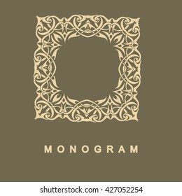 Elegant monogram design. Vector linear frame