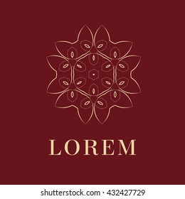 Elegant monogram design. Vector linear frame