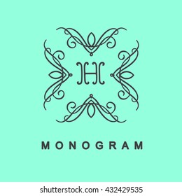 Elegant monogram design. Vector linear frame