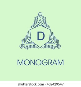 elegant monogram design. Vector  linear frame