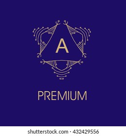 elegant monogram design. Vector  linear frame