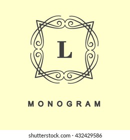 elegant monogram design. Vector  linear frame