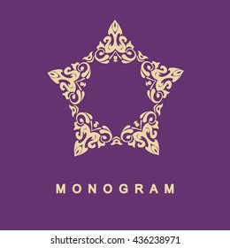 Elegant monogram design. Vector  linear frame and logo illustration. Trendy