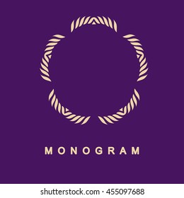 Elegant monogram design. Vector linear frame for justic lawyer, boutique or hotel