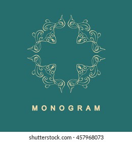 Elegant monogram design. Vector linear frame for justic lawyer, boutique or hotel