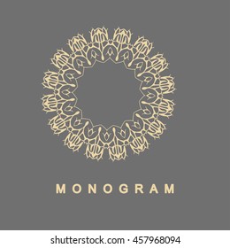 Elegant monogram design. Vector linear frame for justic lawyer, boutique or hotel