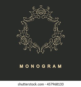 Elegant monogram design. Vector linear frame for justic lawyer, boutique or hotel