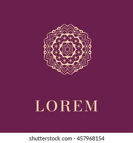 Elegant monogram design. Vector linear frame for justic lawyer, boutique or hotel
