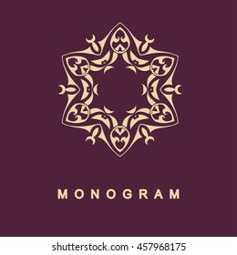 Elegant monogram design. Vector linear frame for justic lawyer, boutique or hotel