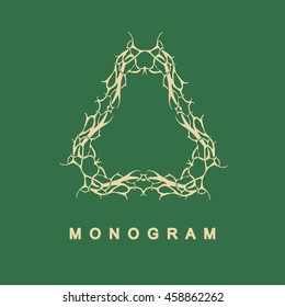 Elegant monogram design. Vector linear frame for justic lawyer, boutique or hotel