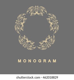 Elegant monogram design. Vector linear frame for justic lawyer, boutique or hotel