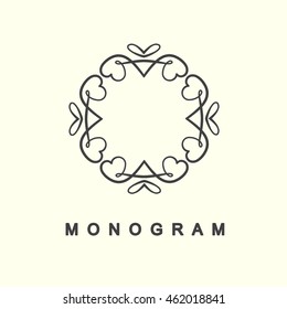 Elegant monogram design. Vector linear frame for justic lawyer, boutique or hotel