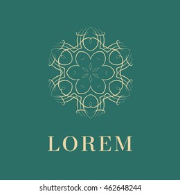 Elegant monogram design. Vector linear frame for justic lawyer, boutique or hotel