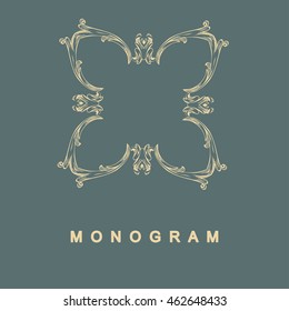 Elegant monogram design. Vector linear frame for justic lawyer, boutique or hotel
