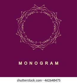 Elegant monogram design. Vector linear frame for justic lawyer, boutique or hotel