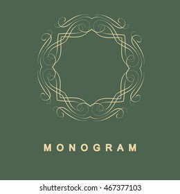 Elegant monogram design. Vector linear frame for justic lawyer, boutique or hotel