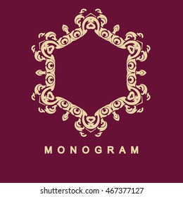 Elegant monogram design. Vector linear frame for justice lawyer, boutique or hotel