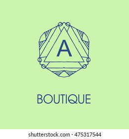 Elegant monogram design. Vector linear frame for justic lawyer, boutique or hotel