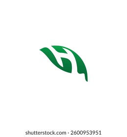 Elegant monogram 'H' logo crafted from negative space of a leaf, perfect for nature-inspired brands, eco-friendly businesses, and modern designs. Ideal for microstock buyers seeking minimalist.