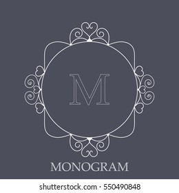 Elegant monogram with heart shapes design template for one or two letters