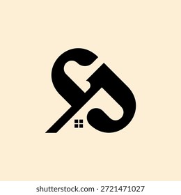 Monograma elegante J e G, logotipo de construção gj