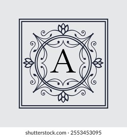 Elegant Monogram with Letter 'A' and Ornate Floral Motifs