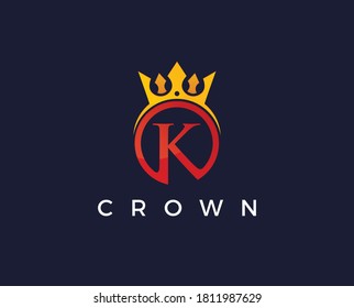 Elegant monogram letter K logotype. Premium crest logo design. Shield, royal crown symbol. Print, t-shirt design shape