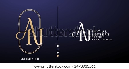 AN elegant monogram letter logo design. luxury gold letters with silver color isolated backgrounds for company and business, branding ads campaigns, letterpress, embroidery, cover invitations envelope