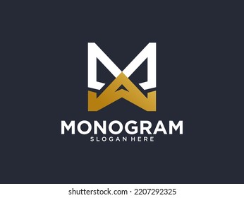 diseño elegante de la letra M y el logotipo A	
