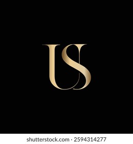 elegant monogram letter u and s